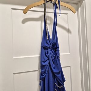 Elegant Blue Backless Dress